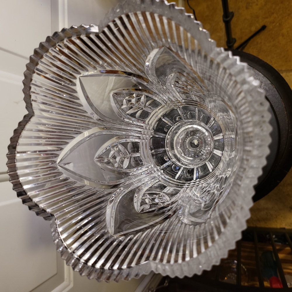 #2 Huge German Crystal Hurricane Vase Vintage 14" - Picture 6 of 9